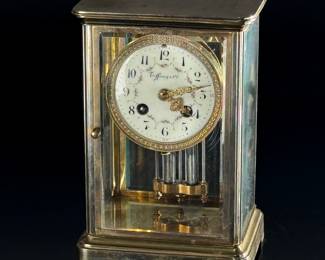 Antique Tiffany & Co French Brass Regulator Clock with Mercury Pendulum	9x6x4.75in	124064