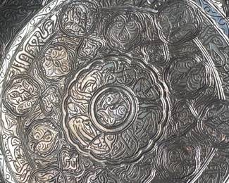Ornate Etched Silver Plate Footed 800 silver	7in Diameter	113012
