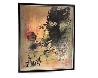 Signed Numbered Hoi Lebadang Lithograph Village Entry Framed Art Litho Collectors Guild	Frame: 27x23x0.5in	119003
