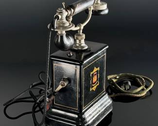 1920s Antique Danish Crank Telephone Jydsk Telefon Aktieselskab Phone	13x10x6in	124026