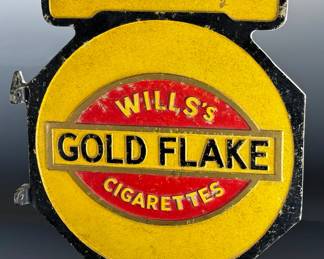 Wills's Gold Flake Cigarettes Double Sided Cast Aluminum Octagon Flange Sign Advertising	21.5x18.75x2.4in thickness: 0.65in	124033