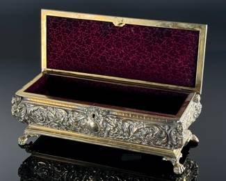 Antique Brass Samuel Fisher Desktop Box Casket 188 Strand	5.5x13.5x5.5in	124015