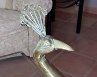 Huge Brass Peacock Figure Statue	25x6.5x28.5in	113056