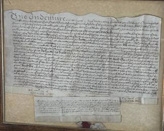 1675 English Indentured Servant Paperwork Framed	Frame: 18x22in	124079
