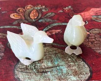 2pc Vintage Chinese Carved Jade Ducks Duck Sculpture Pair	2.5in H	113015
