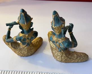 2pc Bronze Tibetan Musicians	5in H	113077
