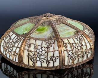 Antique Empire Flower Filigree Slag & Cast Metal Table Lamp	23.5xx20x20in	124075
