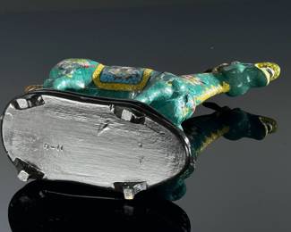 Vintage Chinese Cloisonne Tang Horse Green	9in H	113094
