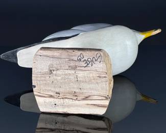 Robert Guge Carved Wood Bird Ring Billed Gull  Seagull	11in H	113103