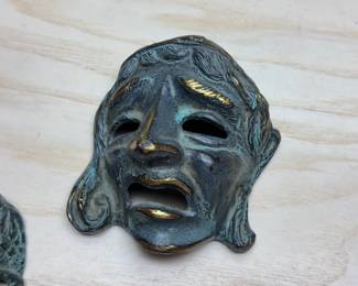 2pc Bronze Greek Wall Masks Theater Comedy Tragedy	4.5x4x2in	113065
