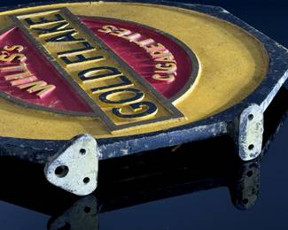 Wills's Gold Flake Cigarettes Double Sided Cast Aluminum Octagon Flange Sign Advertising	21.5x18.75x2.4in thickness: 0.65in	124033