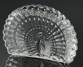 Baccarat Crystal Figurine Peacock Paperweight	3.8x5.05x1.15in	112029