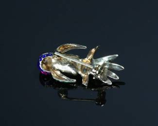 14k Gold Turquoise Enamel Parrot Bird Pin Brooch 14kt	23x14x10.5mm	113108