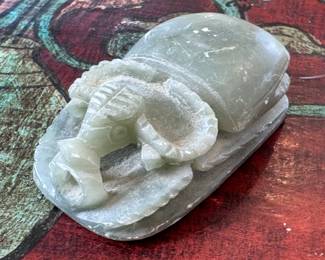Carved Alabaster Egyptian Scarab Blue/Green	1x1.75x3in	113035
