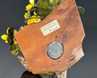 Norman Brumm Enamel on Copper Bird on Driftwood Base #1	9in H	113095