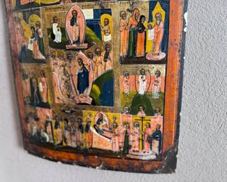 Antique Russian Icon of the Scenes From the Life of Christ Ikonostas Egg Tempera And Gesso On Wood Panel	19x15x2in	113044
