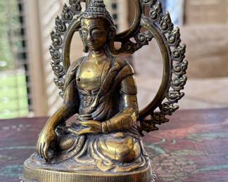 Vintage Brass Enthroned Buddha Statue	6.25in H	113027
