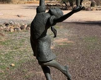 Life Size Girl Bronze Child Sculpture Roger Junk Statue Artist Made RJ 63.5in H x 28.5in W x 21.5in D	113121