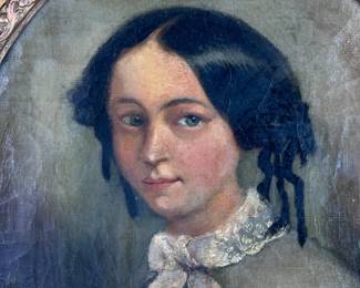 Antique Young Lady Portrait Oil on Canvas Painting	Frame: 17.5x14.875x2.5in Artwork: 12.625x9.5in	124054