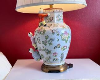 Chinese Vintage Porcelain Fertility Lamp Climbing Children	28in H x 17in Diameter	113060