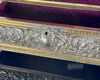 Antique Brass Samuel Fisher Desktop Box Casket 188 Strand	5.5x13.5x5.5in	124015