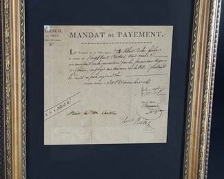 1806 Antique  New Orleans City Council Payment Mandate Document Framed	Frame: 17x14x1.25in	124082
