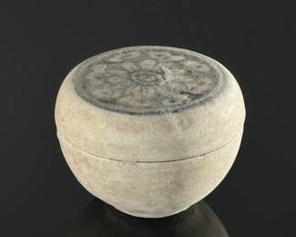 Chinese Blue and White Porcelain Lidded Box With Flower Decoration	1.85in H x 2.55in Diameter	124129
