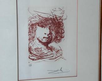 Signed Numbered Salvador Dali Rembrandt Van Rijn Etching Framed Art	Frame: 18x15in	113081
