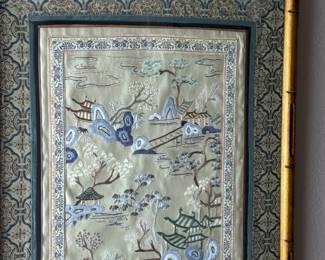 Framed Chinese Embroidered Silk Tapestry #1	17x14in	113084
