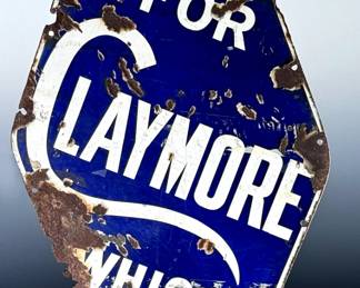 Antique Scottish Ask For Claymore Whisky Porcelain Rhombus Sign Enamel Advertising	41x19.25in  Gauge: 2.5mm	124038