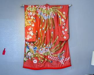 Huge Exceptional Embroidered Japanese Ceremonial/Wedding Uchikake Kimono Peacock Robe	71x54in	113048