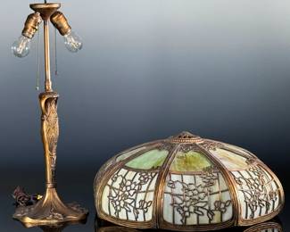 Antique Empire Flower Filigree Slag & Cast Metal Table Lamp	23.5xx20x20in	124075