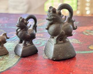 6pc Antique Bronze Beast Opium Weights From Burma	Largest: 3in H	113033