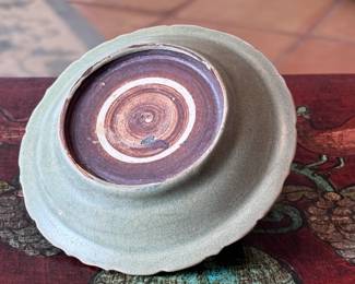 Antique Vietnamese Celadon Pottery Barbed Rim Plate Qingbai Ware Longquan	5.5in Diameter	113013