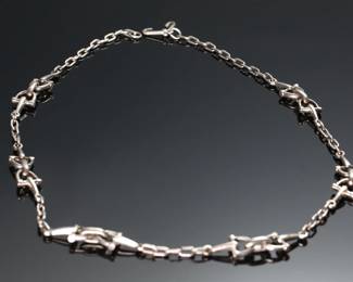 Egyptian 900 Silver Necklace & Bracelet Set Modernist Jewelry	Necklace: 28in Long x 15mm Wide Bracelet: 7.5in Long x 15mm Wide	113114