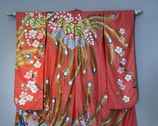 Huge Exceptional Embroidered Japanese Ceremonial/Wedding Uchikake Kimono Peacock Robe	71x54in	113048