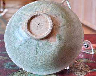 5in Antique Vietnamese Celadon Pottery Floral Pattern Bowl Qingbai Ware Longquan	2.25in H x 5.25in Diameter	113014