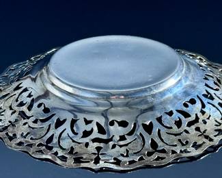 Vintage Egypt 900 Silver Reticulated Dish Egyptian Coin Silver	1.5in H x 9.75in Diameter	113105