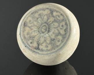 Chinese Blue and White Porcelain Lidded Box With Flower Decoration	1.85in H x 2.55in Diameter	124129

