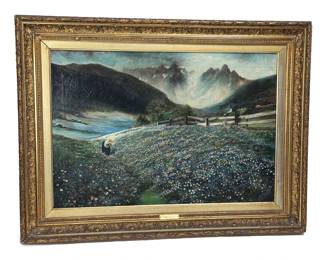 William M Pratt Printemps Les Alpes Antique Oil Painting Framed Art Spring in the Alps	Frame: 27x36x2in Canvas: 20x29in	124078