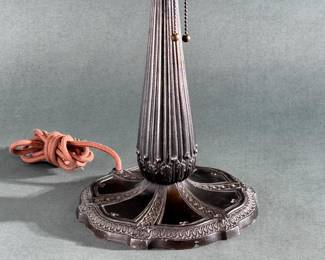 Antique Empire Bronzed Cast Metal & Carmel Slag Table Lamp	22.25x18x18in	124076