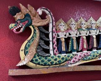 Large Balinese Carved Wood Dragon Boat	15x60x2in	113074
