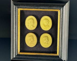 Set of 12 Framed 19th Century Grand Tour Intaglios Italian Neoclassical Cameos	Frame: 9.5x8.75x2in	124066