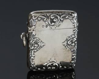 1898 Sterling Silver Repousse Match Safe Henry Matthews Vesta	2.05x1.8x0.55in	124007
