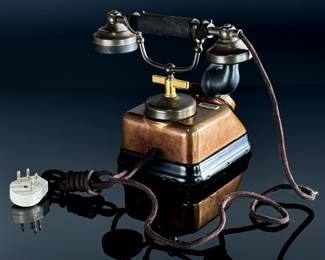 1930s Antique Danish Copper Rotary Telephone KTAS Kjobenhavns Telefon AKTIESELSKAB Phone	9x10.25x7.5in	124025