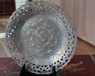 Ornate Etched Silver Plate Footed 800 silver	7in Diameter	113012

