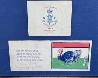 WWI 1915-1916 Gallipoli Christmas Card Framed Royal Monmouthshire Royal Engineer	Frame: 14x17x1in	124050
