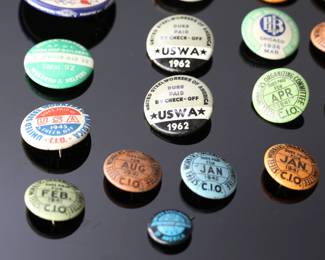 Lot of 28 Vintage Labor Union Pin Back Button Pins Steel Workers Boiler Makers 1930s-1960s	Largest: 1.75in Diameter	119030
