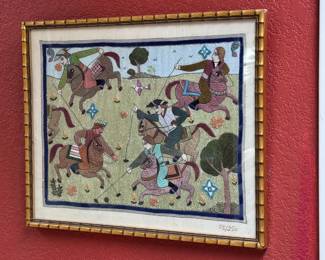 Vintage Inda Silk Embroidery Art  55/250	Frame:13x16in	113073
