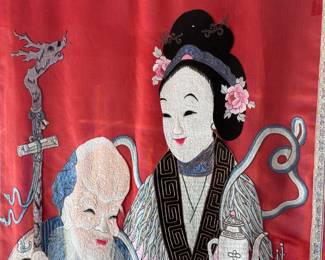 Chinese Silk Embroidery Shoulao with Woman Framed Art	Frame: 59.5x33.5	113055